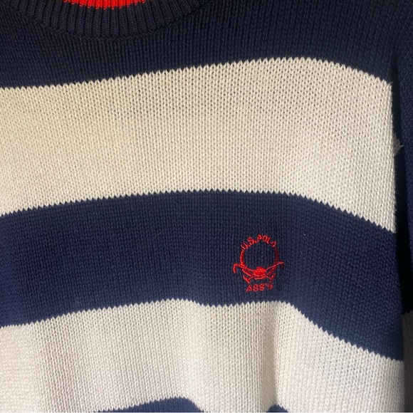 US POLO ASSN striped blue and white & red knit - Picture 3 of 4
